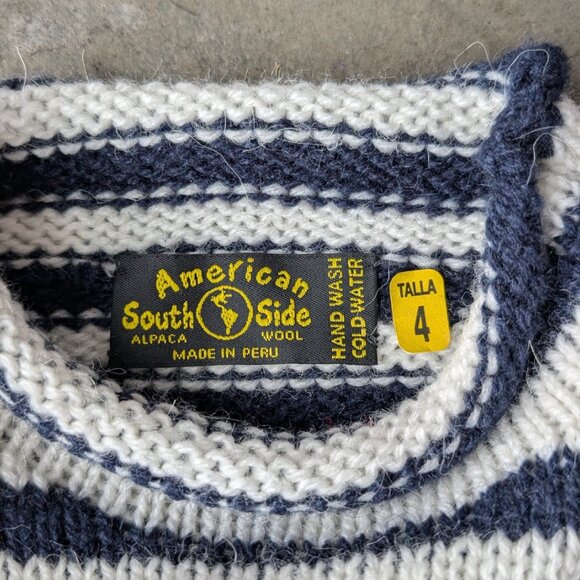 American South Side Kids Wool Alpaca Striped Lobster Sweater size 4 - Picture 5 of 6